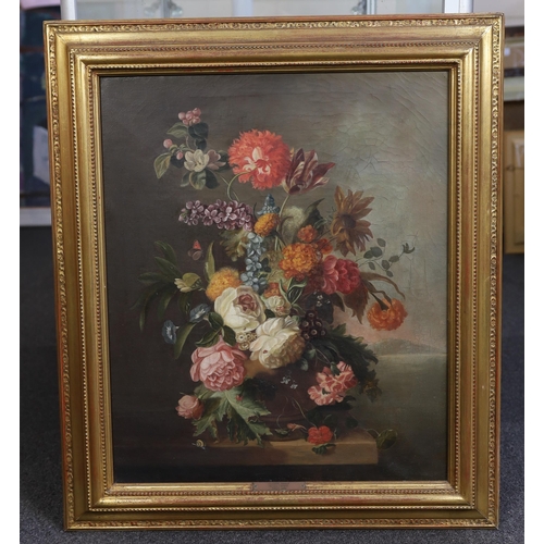 272 - Dutch School c.1750 Still life of flowers in a vase upon a ledgeoil on canvas60 x 49cm... 