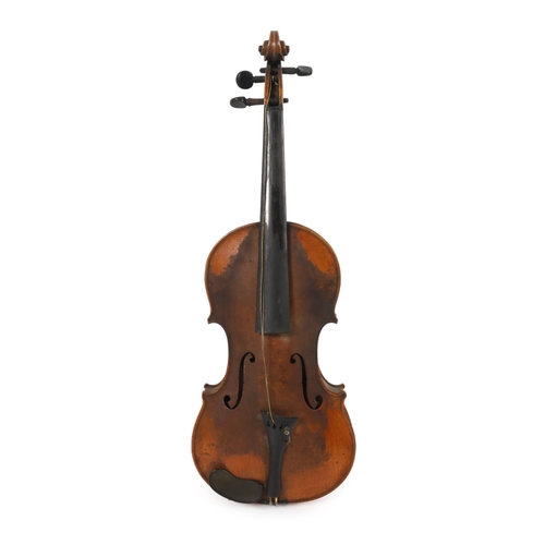 28 - An Italian violin, 2nd half 19th century, with medium colour to the two-piece back sides and neck, r... 