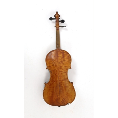 28 - An Italian violin, 2nd half 19th century, with medium colour to the two-piece back sides and neck, r... 