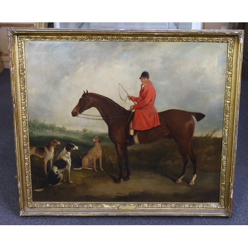 281 - Circle of John Ferneley Snr (1762-1860) A huntsman and hounds in a landscapeoil on canvas69 x 81cm... 