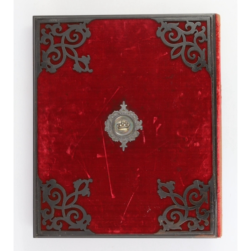 3 - A Victorian silver, parcel gilt and ebony mounted velvet illuminated album, presented to the Right H... 