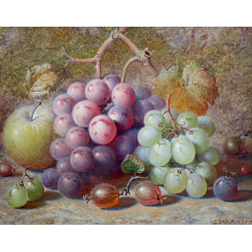 310 - Charles Archer (British, 1855-1931) Still lifes of plums, apples, rosehips, white currants and a ras... 