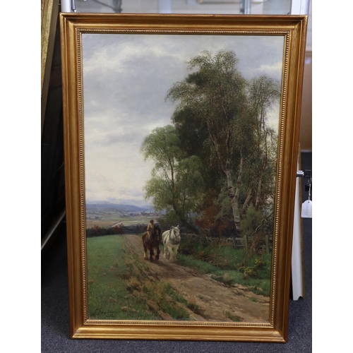 327 - David Farquarson A.R.A., A.R.S.A., R.S.W.  (Scottish, 1839-1907) 'A Field Road'oil on canvassigned a... 