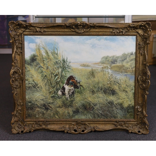 352 - § § Henry Wilkinson (English, 1921-2011) 'Springer retrieving'oil on canvassigned50 x 64cm... 