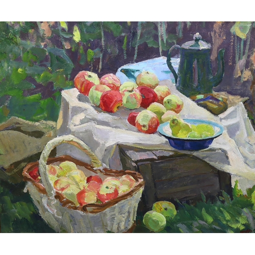 369 - Yuri Matushevski (Russian, 1930-1999) Still life of applesoil on cardmonogrammed56 x 68cm... 