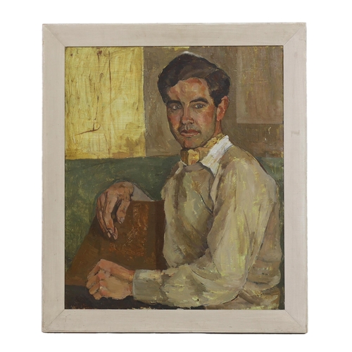 370 - Modern British Half length portrait of a young manoil on canvas60 x 50cm... 