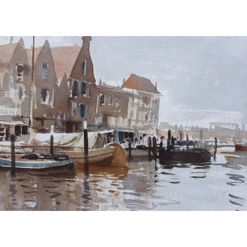 382 - § § Edward Seago R.B.A., A.R.W.S., R.W.S. (British, 1910-1974) 'The Yacht Basin, Dordrecht'watercolo... 