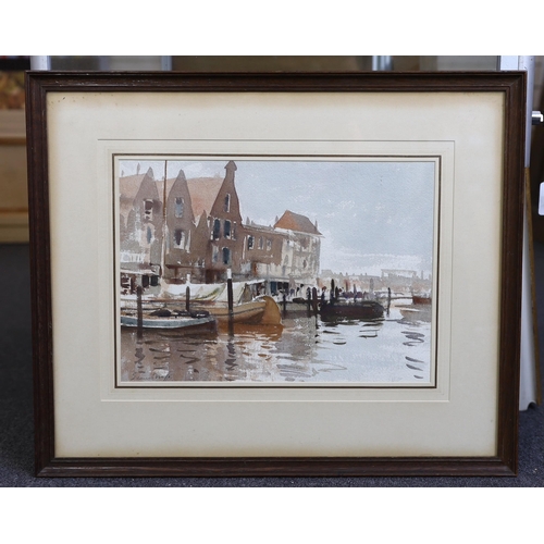 382 - § § Edward Seago R.B.A., A.R.W.S., R.W.S. (British, 1910-1974) 'The Yacht Basin, Dordrecht'watercolo... 