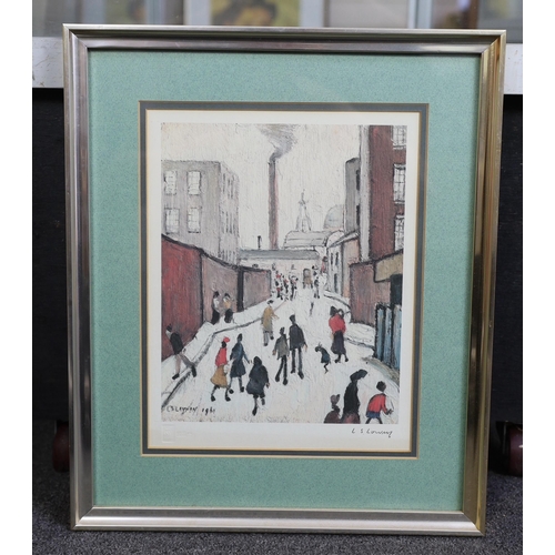 392 - § § Laurence Stephen Lowry R.A. (English, 1887-1976) 'Street scene'offset lithographsigned in pencil... 