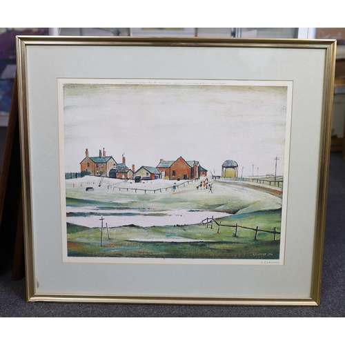 394 - § § Laurence Stephen Lowry R.A. (English, 1887-1976) 'Landscape with farm buildings'offset lithograp... 