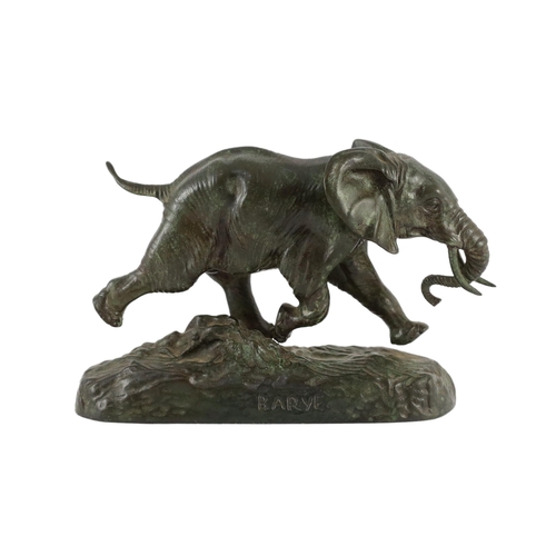 41 - Antoine-Louis Barye (1795-1875). An animalier bronze model 'Elephant du Senegal', signed in the bron... 