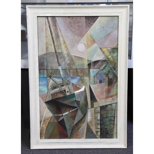 413 - § § Dennis Henry Osborne HRUA (1919-2016) 'Ships in dry dock'tempera on boardsigned56.5 x 36cm... 