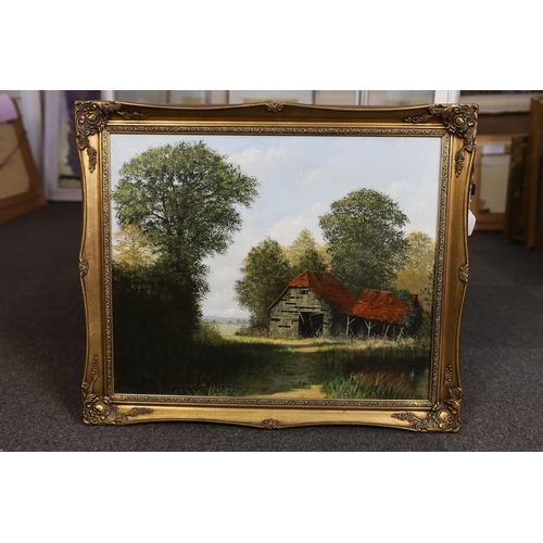 416 - § § Edward Hersey (English, b.1948) Barn in a landscapeoil on canvassigned45 x 55cm... 