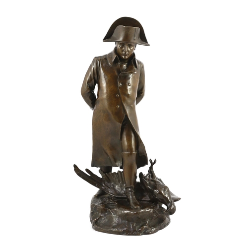 42 - Marius-Jean-Antonin Mercié (French, 1845-1916). A bronze figure of Napoleon déchu, standing wearing ... 