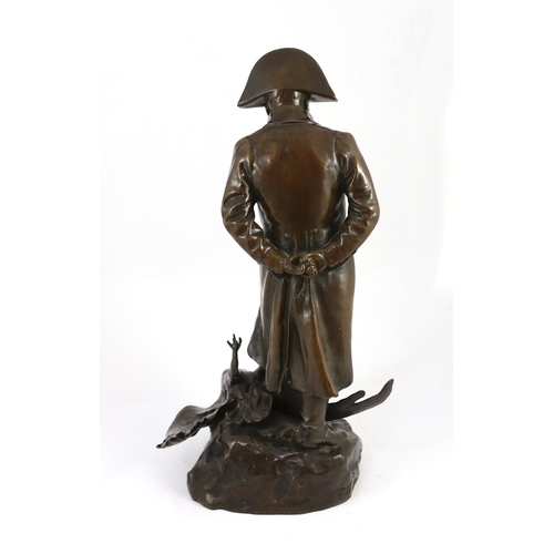 42 - Marius-Jean-Antonin Mercié (French, 1845-1916). A bronze figure of Napoleon déchu, standing wearing ... 