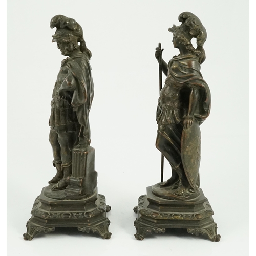 45 - After Auguste Moreau (French, 1834-1917). A pair of 19th century bronze figures representing  Pallas... 