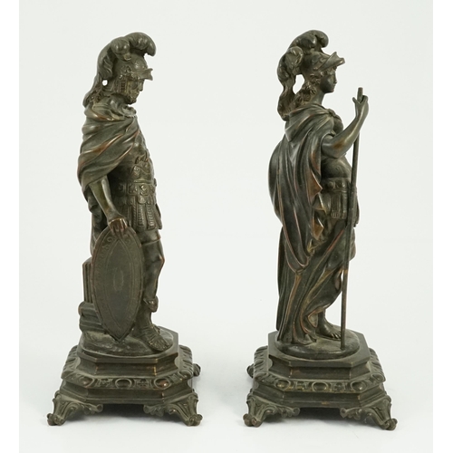 45 - After Auguste Moreau (French, 1834-1917). A pair of 19th century bronze figures representing  Pallas... 