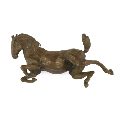 47 - Lissa Borkowski (b.1949). A bronze model of a recumbent foal, signed to underside and numbered 1/.7,... 