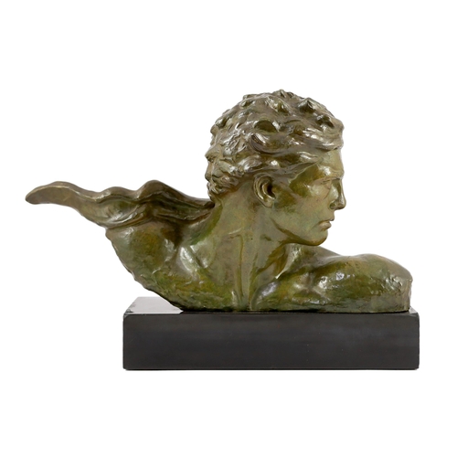 52 - Alexandre Kelety (French/Hungarian, 1874-1940). A bronze 'Buste de Jean Mermoz à l'écharpe', with fo... 