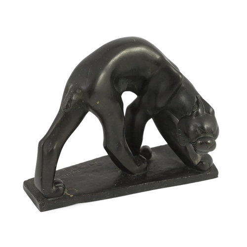 68 - Johan Jussi Rickhard Mäntynen (Finnish, 1888-1978). A bronze model of a lynx, signed and dated 1930 ... 