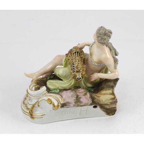 77 - A Meissen figure of Erato playing a hurdy-gurdy, Marcolini period, late 18th/early 19th century, rec... 