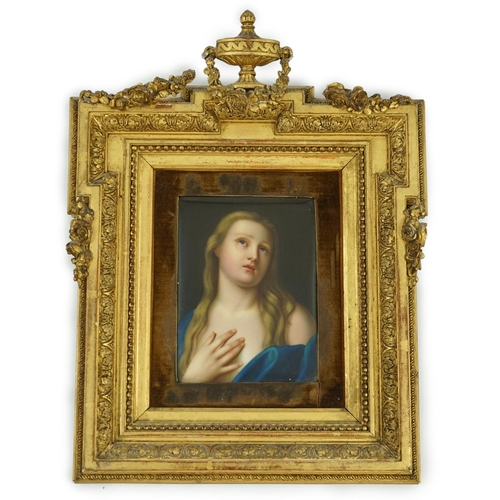 84 - A KPM Berlin porcelain plaque of the Penitent Magdalene, after Pietro Rotari, late 19th century, in ... 