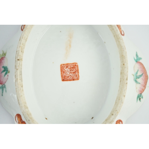 123 - A Chinese famille rose 'butterfly and flowers' dish, Daoguang period and an iron red enamelled 'sand... 