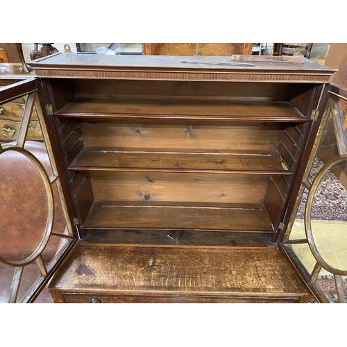 2043 - A George III glazed mahogany wall cabinet, width 75cm, depth 19cm, height 63cm