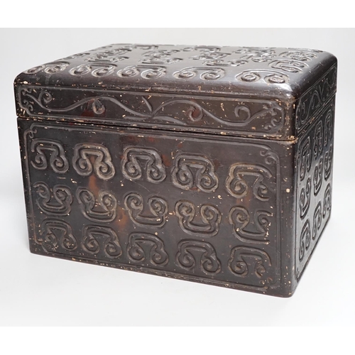 2340 - A Chinese tixi style lacquer box, 36cm wide, 26cm high