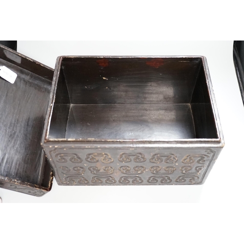 2340 - A Chinese tixi style lacquer box, 36cm wide, 26cm high
