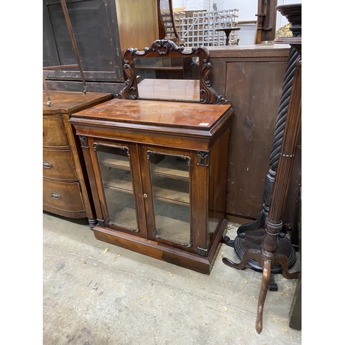 19 - A Victorian rosewood mirror back side cabinet, width 85cm, depth 46cm, height 124cm
