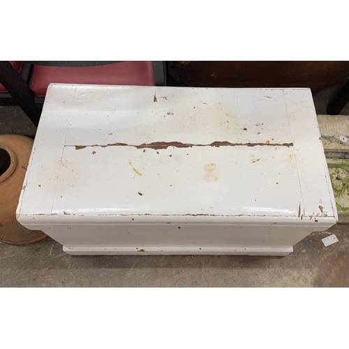 4 - A Victorian white painted trunk, width 94cm, depth 50cm, height 50cm