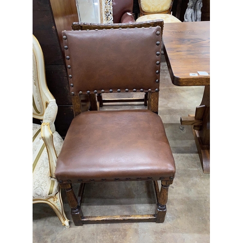 46 - An 18th century style rectangular oak refectory dining table, length 214cm, depth 78cm, height 75cm ... 