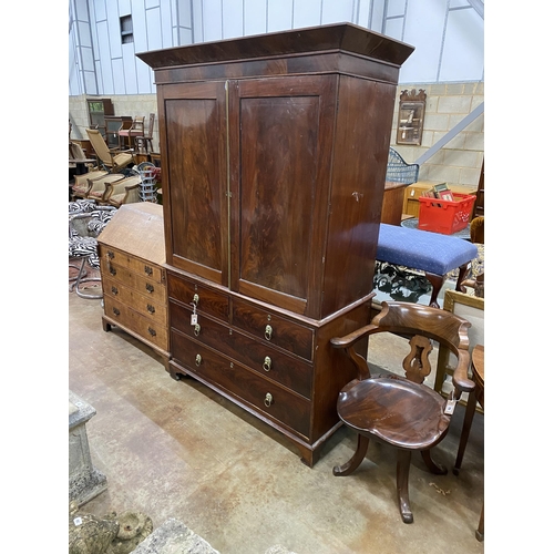 7 - A George III mahogany linen press, width 134cm, depth 60cm, height 204cm