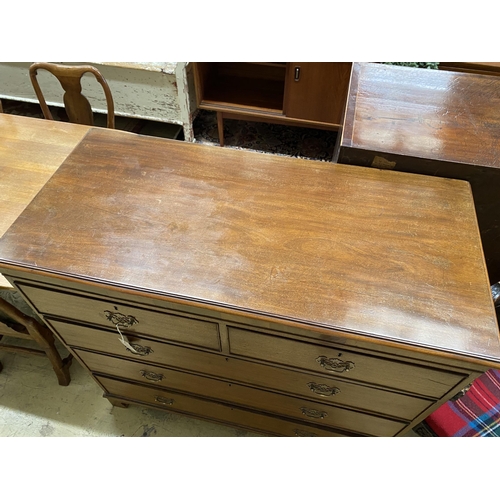 1053 - A George III mahogany five drawer chest, width 110cm, depth 51cm, height 105cm