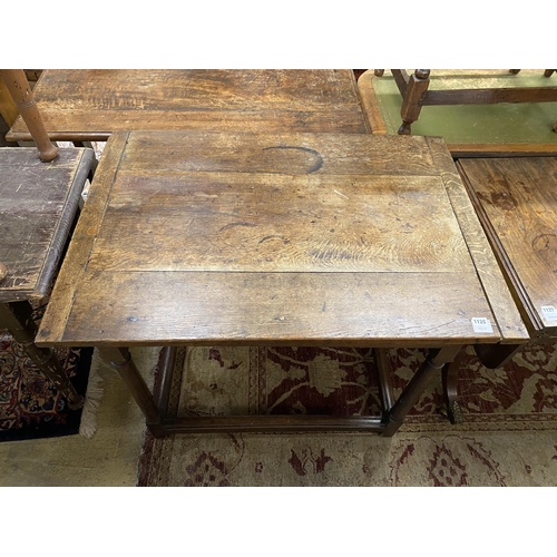 1084 - An 18th century rectangular oak side table, width 103cm, depth 74cm, height 78cm