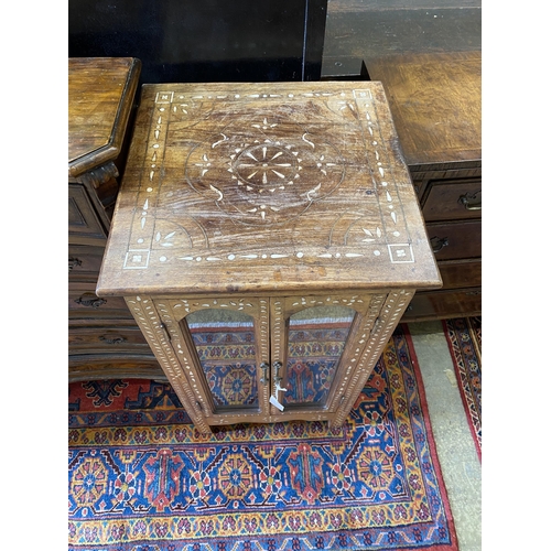 1108 - An Eastern bone inlaid hardwood bijouterie cabinet, width 45cm, depth 45cm, height 82cm