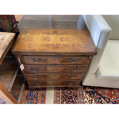 1109 - A Queen Anne revival feather banded walnut bachelor's chest, width 69cm, depth 33cm, height 78cm... 