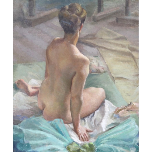 1721 - Mid 20th century school, oil on canvas, nude study, 59 x 49 cm