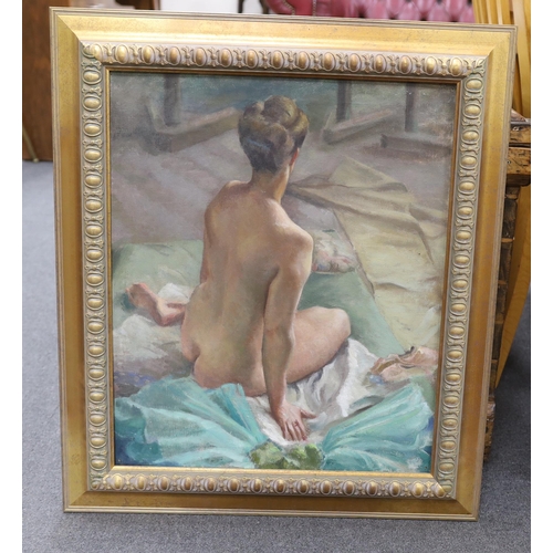 1721 - Mid 20th century school, oil on canvas, nude study, 59 x 49 cm