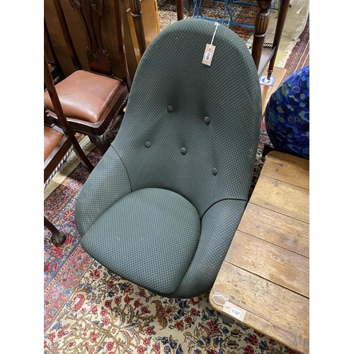 106 - A mid century upholstered egg chair, width 72cm, depth 76cm, height 96cm