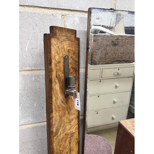 116 - An Art Deco walnut dressing table, width 100cm, depth 80cm, height 160cm