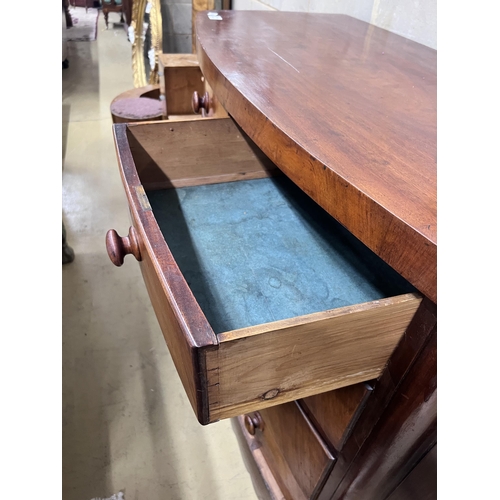 119 - A Victorian mahogany five drawer bowfront chest, width 121cm, depth 56cm, height 123cm