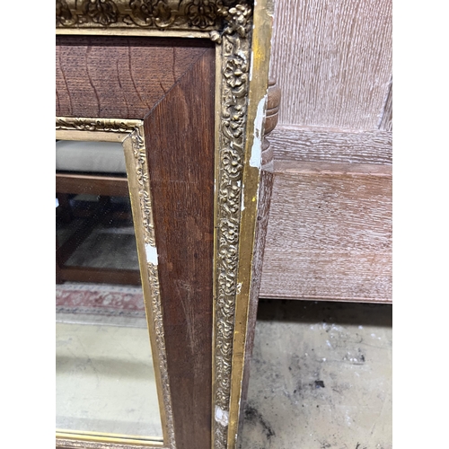 121 - A Victorian rectangular oak and gilt composition wall mirror, width 76cm, height 87cm