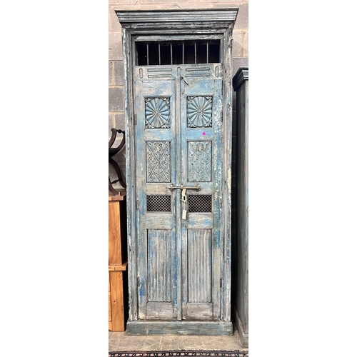 141 - An Indonesian painted hardwood tall cabinet, width 81cm, depth 39cm, height 247cm