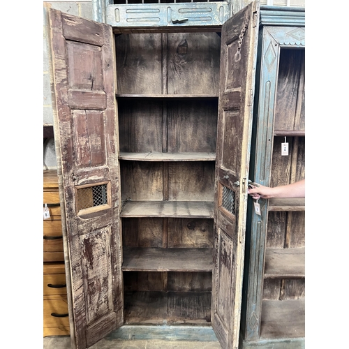 141 - An Indonesian painted hardwood tall cabinet, width 81cm, depth 39cm, height 247cm