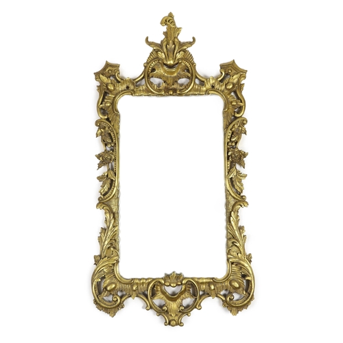 152 - A 19th century Chippendale style carved giltwood wall mirror, with foliate scroll frame and rectangu... 