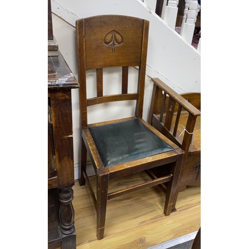 155 - William Neatby (1860-1910) - A pair of Arts and Crafts oak side chairs, width 45cm, depth 42cm, heig... 