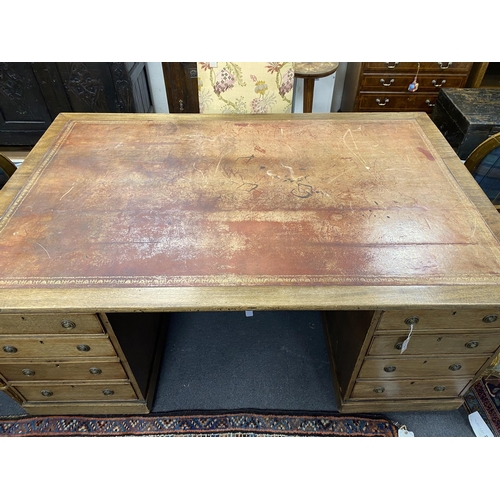 165 - A 19th century mahogany pedestal partner's desk, length 182cm, depth 120cm, height 78cm