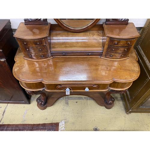 21 - A Victorian mahogany Duchesse dressing table, width 126cm, depth 50cm, height 159cm